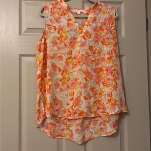Vibrant Floral V-Neck Sleeveless Blouse